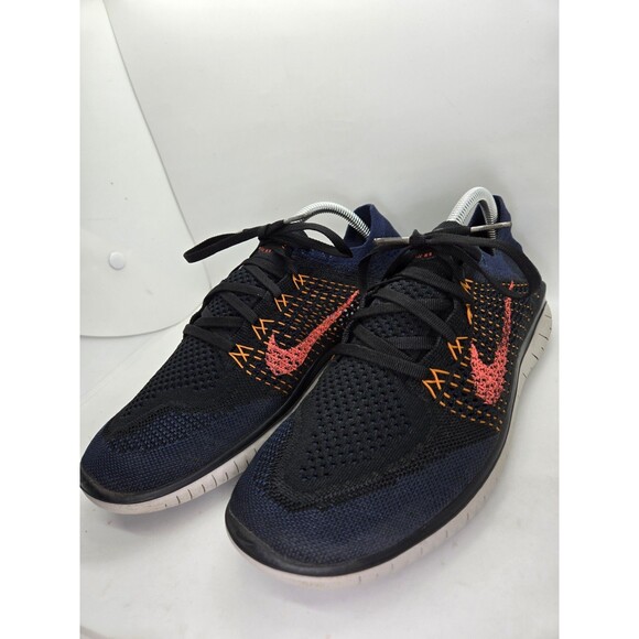 Nike Free RN Flyknit Shoes Mens 9.5 Blue Flash Crimson Road Running Gym Sneakers